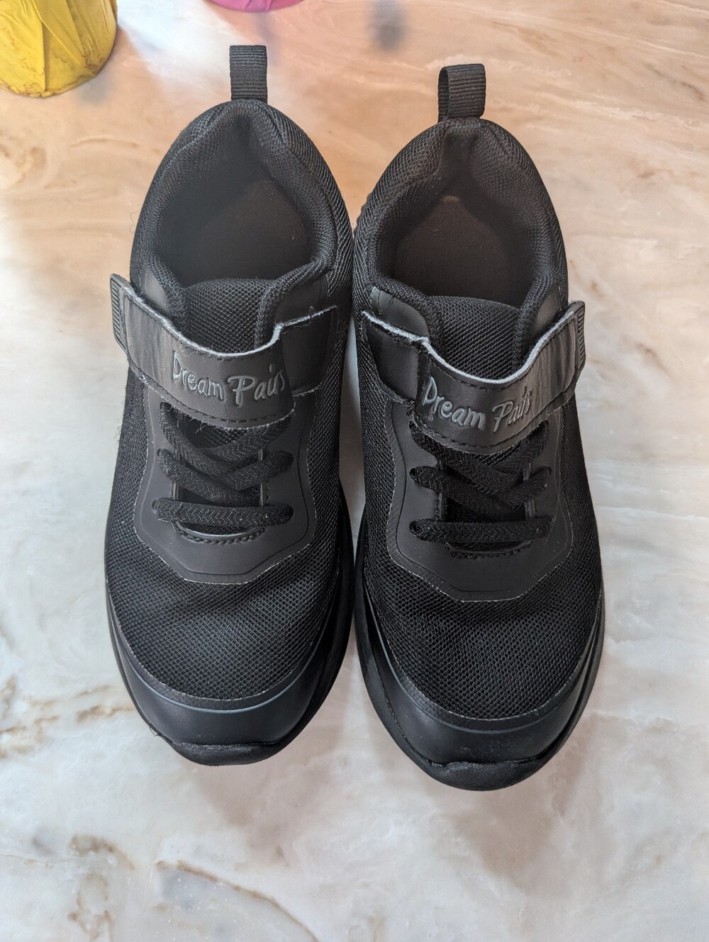Dream Pairs Black Kids Athletic Sneakers with Hook-and-Loop Strap